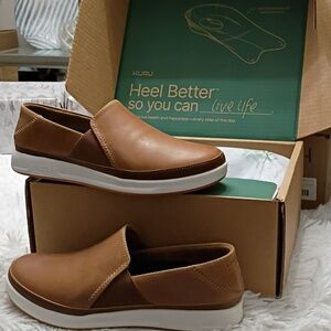 KURU Roam Atla Women's Brown Slip-On Loafers Arch Support Plantar Fascitis